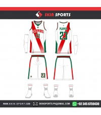 CHAMPIONS RED GREEN  FULL SET WITH SLEEVES  BASKETBALL UNIFORMS