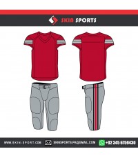 RED GREY WITH STRIPES AMERICAN FOOTBALL UNIFORMS 