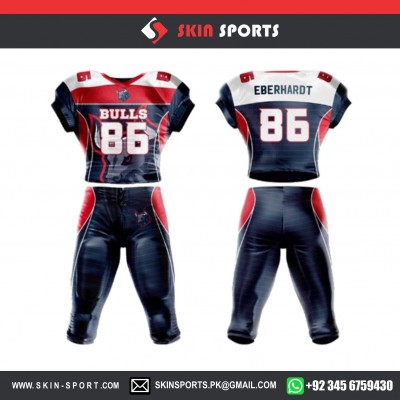 BULLS RED BLACK  AMERICAN FOOTBALL UNIFORMS 