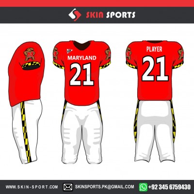 M RED YELLOW  AMERICAN FOOTBALL UNIFORMS 